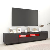TV Cabinet with LED Lights High Gloss Grey 200x35x40 cm - Top-Down View