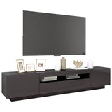 TV Cabinet with LED Lights High Gloss Grey 200x35x40 cm - Rear View