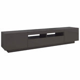 TV Cabinet with LED Lights High Gloss Grey 200x35x40 cm - Close-Up Angle