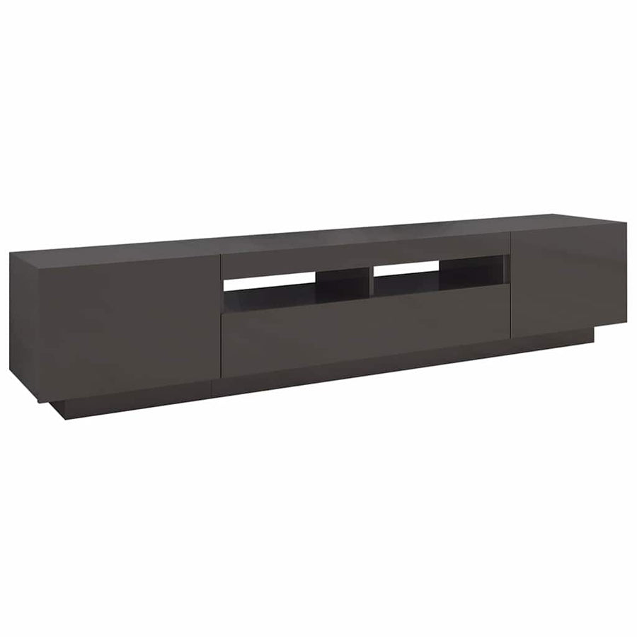 TV Cabinet with LED Lights High Gloss Grey 200x35x40 cm