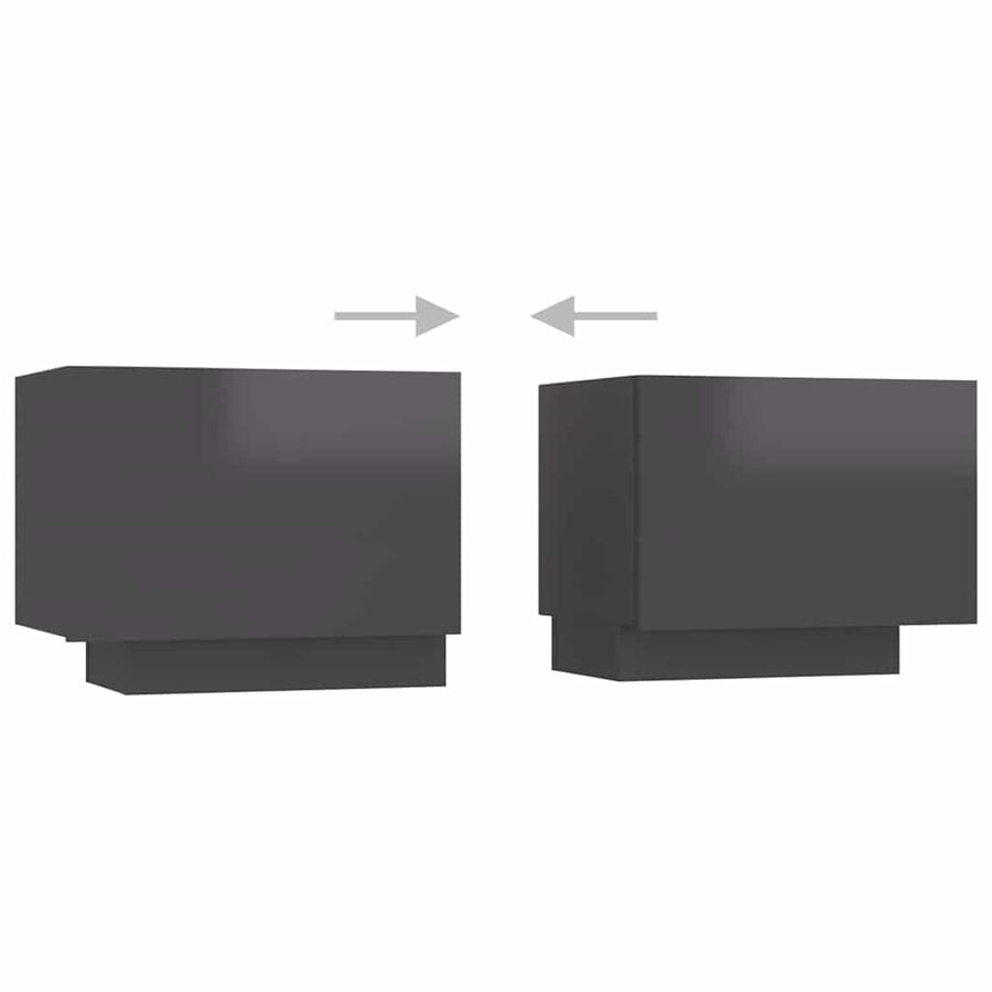 TV Cabinet with LED Lights High Gloss Grey 200x35x40 cm