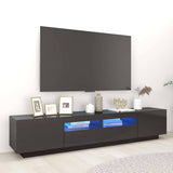TV Cabinet with LED Lights High Gloss Grey 200x35x40 cm