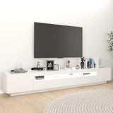 TV Cabinet with LED Lights White 260x35x40 cm - Side View