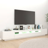 TV Cabinet with LED Lights White 260x35x40 cm - Top-Down View