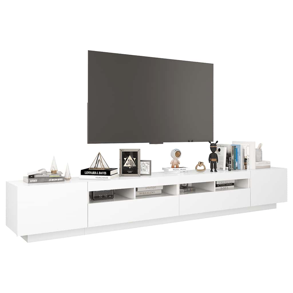 TV Cabinet with LED Lights White 260x35x40 cm