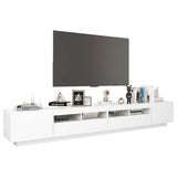 TV Cabinet with LED Lights White 260x35x40 cm - Rear View