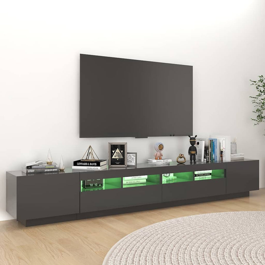 TV Cabinet with LED Lights Grey 260x35x40 cm