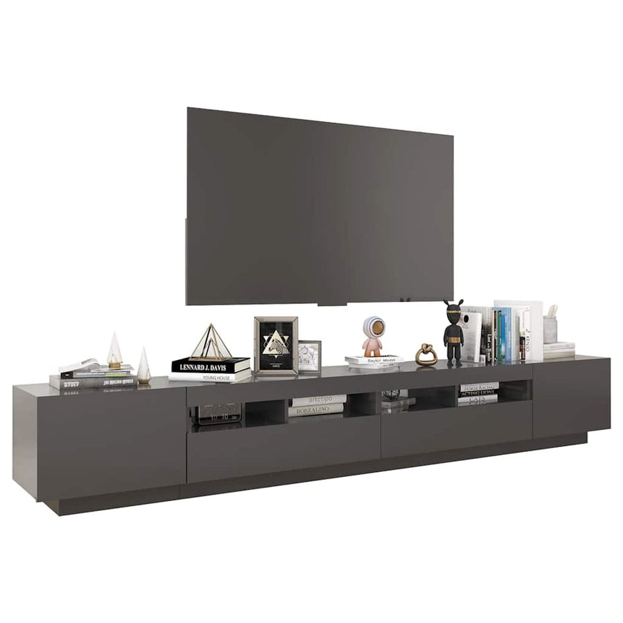 TV Cabinet with LED Lights Grey 260x35x40 cm