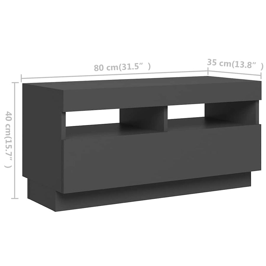 TV Cabinet with LED Lights Grey 260x35x40 cm