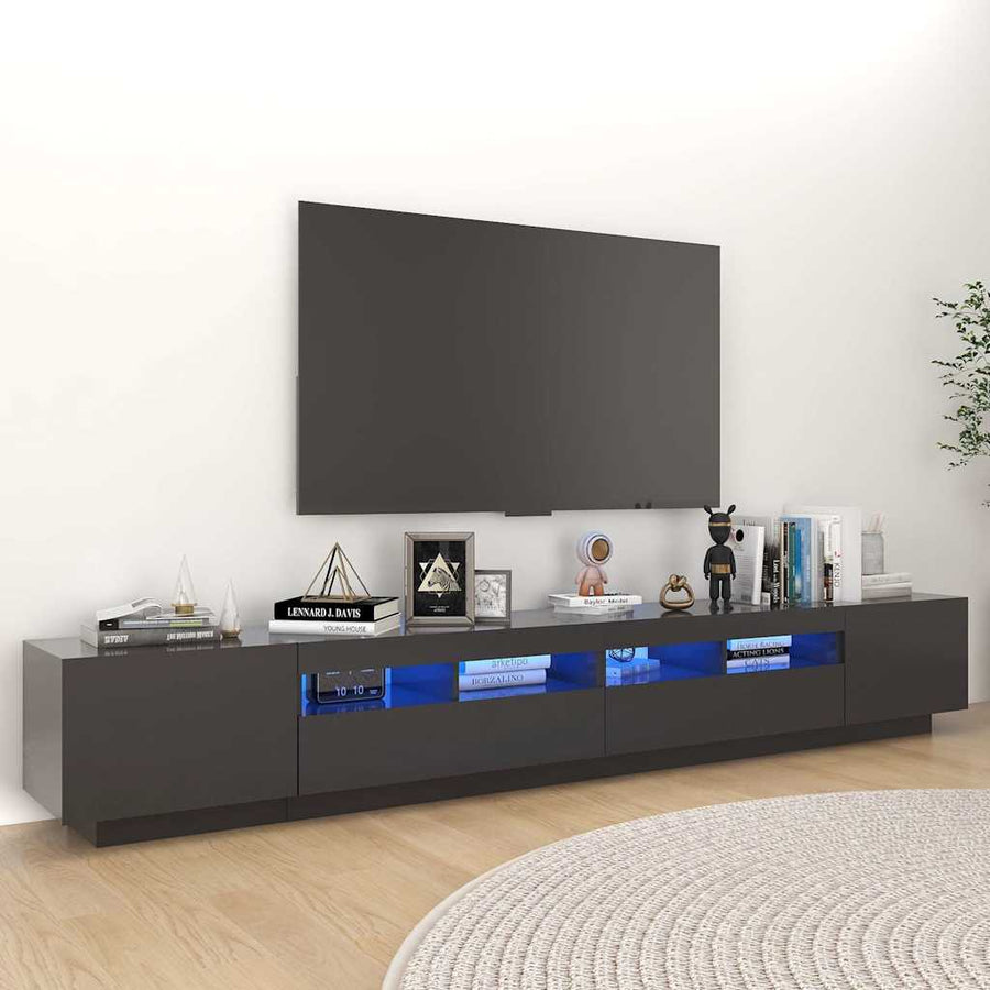 TV Cabinet with LED Lights Grey 260x35x40 cm