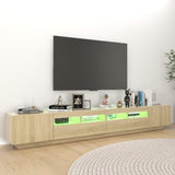TV Cabinet with LED Lights Sonoma Oak 260x35x40 cm - 45-Degree Angle