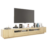 TV Cabinet with LED Lights Sonoma Oak 260x35x40 cm - Rear View