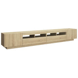 TV Cabinet with LED Lights Sonoma Oak 260x35x40 cm - Close-Up Angle