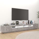 TV Cabinet with LED Lights Concrete Grey 260x35x40 cm - Side View