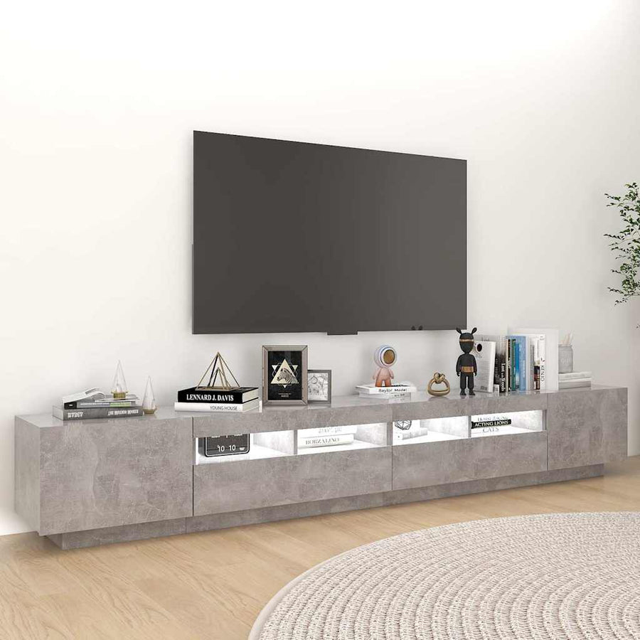 TV Cabinet with LED Lights Concrete Grey 260x35x40 cm