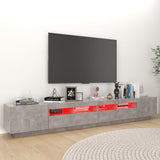 TV Cabinet with LED Lights Concrete Grey 260x35x40 cm - Top-Down View