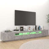 TV Cabinet with LED Lights Concrete Grey 260x35x40 cm - 45-Degree Angle