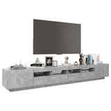TV Cabinet with LED Lights Concrete Grey 260x35x40 cm - Rear View