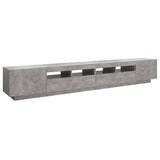 TV Cabinet with LED Lights Concrete Grey 260x35x40 cm - Close-Up Angle