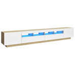 TV Cabinet with LED Lights White and Sonoma Oak 260x35x40 cm