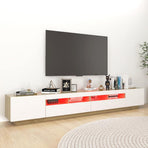 TV Cabinet with LED Lights White and Sonoma Oak 260x35x40 cm