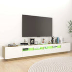 TV Cabinet with LED Lights White and Sonoma Oak 260x35x40 cm