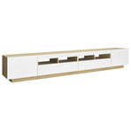 TV Cabinet with LED Lights White and Sonoma Oak 260x35x40 cm