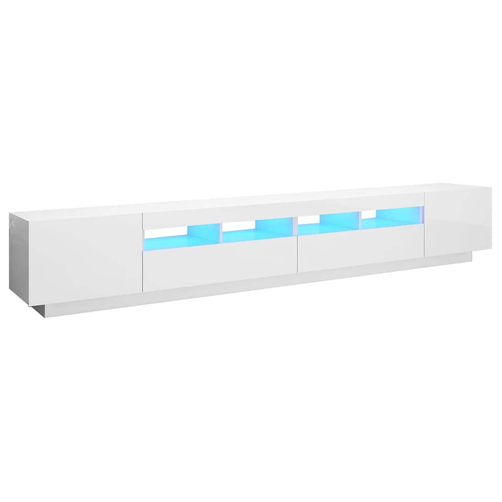 TV Cabinet with LED Lights High Gloss White 260x35x40 cm