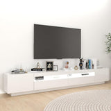 TV Cabinet with LED Lights High Gloss White 260x35x40 cm