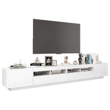 TV Cabinet with LED Lights High Gloss White 260x35x40 cm