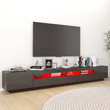 TV Cabinet with LED Lights High Gloss Grey 260x35x40 cm