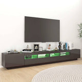 TV Cabinet with LED Lights High Gloss Grey 260x35x40 cm - 45-Degree Angle