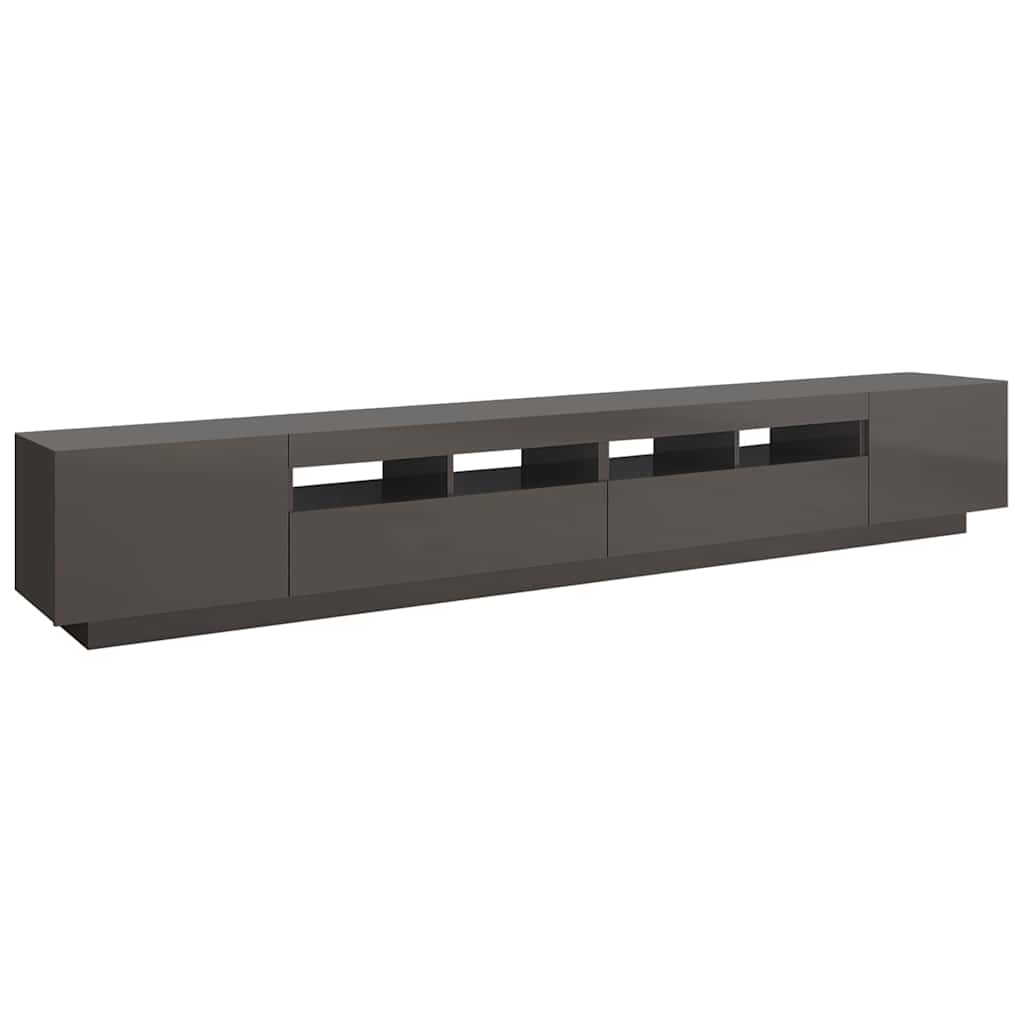 TV Cabinet with LED Lights High Gloss Grey 260x35x40 cm