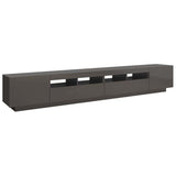 TV Cabinet with LED Lights High Gloss Grey 260x35x40 cm - Close-Up Angle