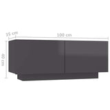 TV Cabinet with LED Lights High Gloss Grey 260x35x40 cm
