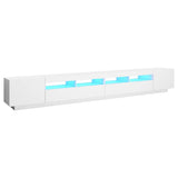 TV Cabinet with LED Lights White 300x35x40 cm - Front View