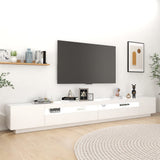 TV Cabinet with LED Lights White 300x35x40 cm - Side View