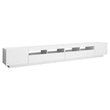 TV Cabinet with LED Lights White 300x35x40 cm - Close-Up Angle