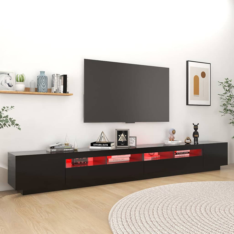 TV Cabinet with LED Lights Black 300x35x40 cm