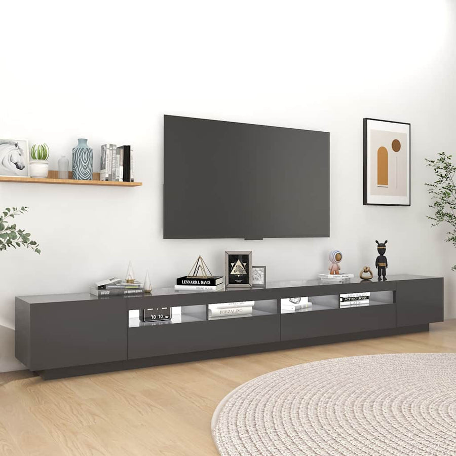 TV Cabinet with LED Lights Grey 300x35x40 cm