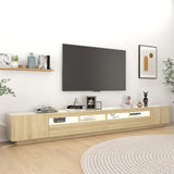 TV Cabinet with LED Lights Sonoma Oak 300x35x40 cm - Side View