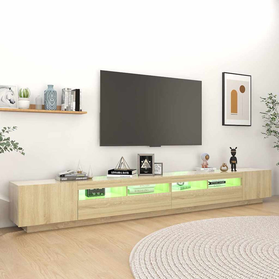TV Cabinet with LED Lights Sonoma Oak 300x35x40 cm