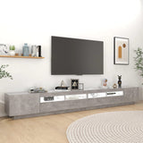 TV Cabinet with LED Lights Concrete Grey 300x35x40 cm - Side View