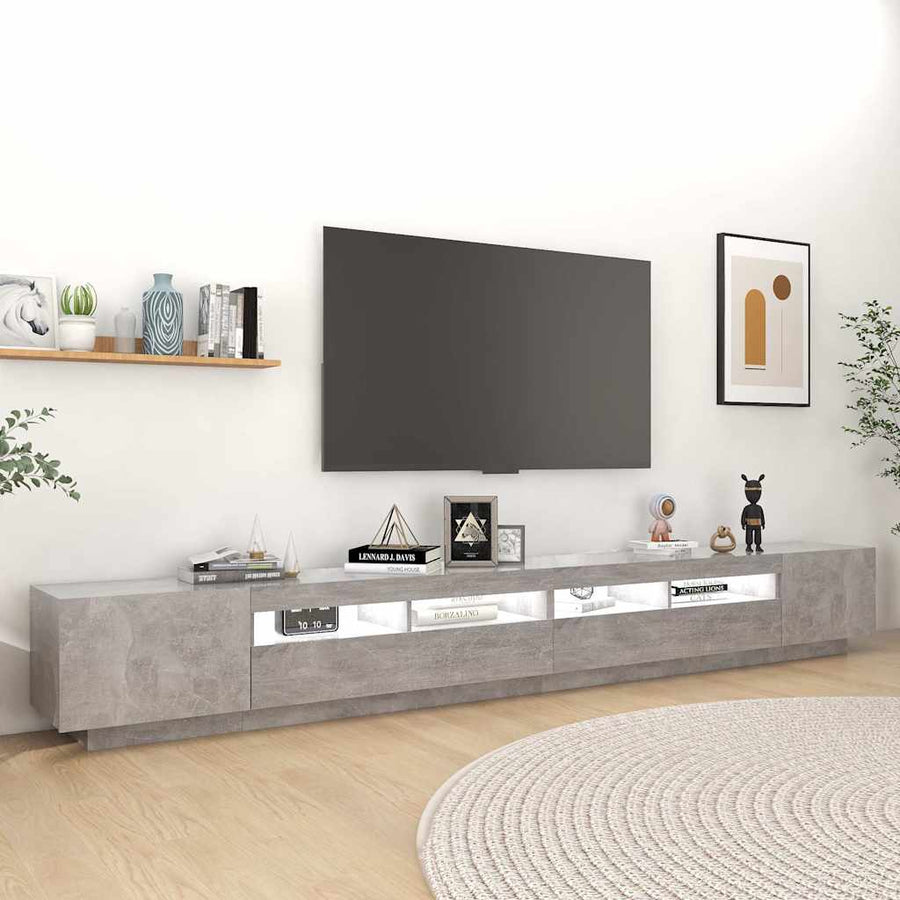TV Cabinet with LED Lights Concrete Grey 300x35x40 cm