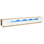 TV Cabinet with LED Lights White and Sonoma Oak 300x35x40 cm