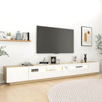 TV Cabinet with LED Lights White and Sonoma Oak 300x35x40 cm