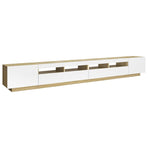 TV Cabinet with LED Lights White and Sonoma Oak 300x35x40 cm