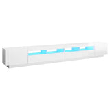 TV Cabinet with LED Lights High Gloss White 300x35x40 cm