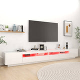 TV Cabinet with LED Lights High Gloss White 300x35x40 cm - Top-Down View