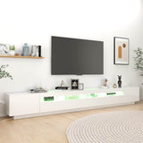 TV Cabinet with LED Lights High Gloss White 300x35x40 cm - 45-Degree Angle
